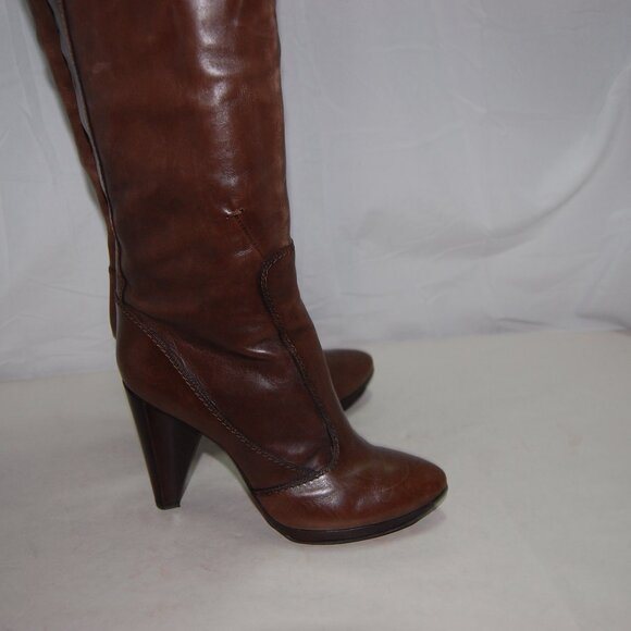 37/6.5❤️ITALY COSTUME NATIONAL Leather Over Knee Thigh High Heels Platform Boots - Picture 12 of 16